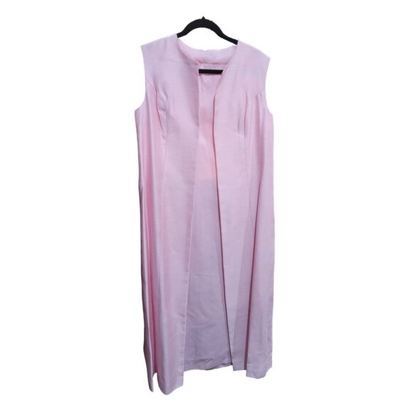 Vintage 60's Pink Straight Maxi Dress w/ Matching Sleeveless Duster - Picture 3 of 11